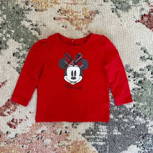 New Minnie Mouse Long Sleeve Graphic Front Red Shirt 18 Months Baby Girl - Picture 1 of 6